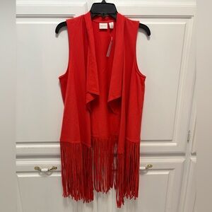 Chico’s Zenergy Natasha Fringed Hem Vest Annatto Orange Size Med Chico’s 1